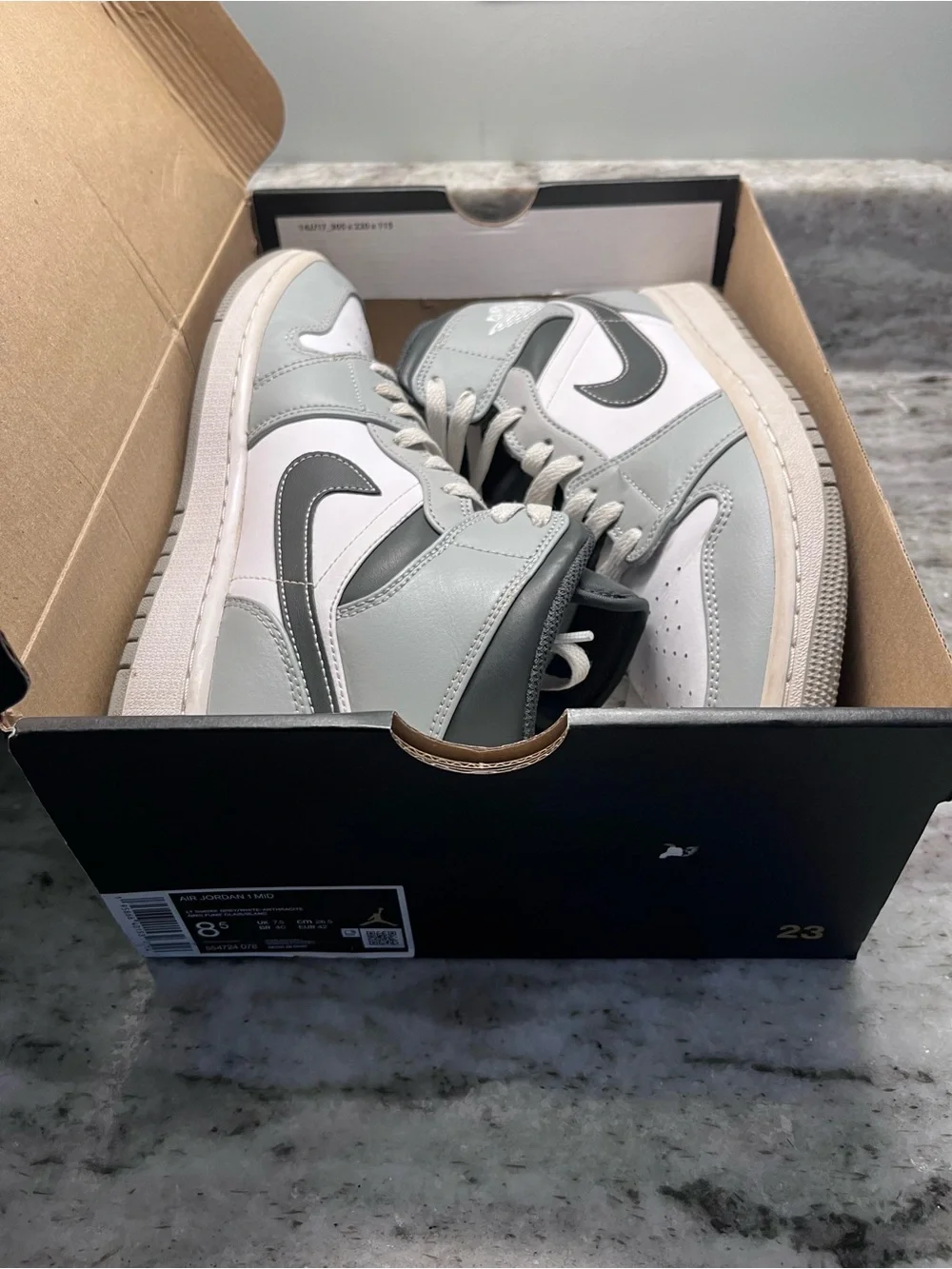 Nike Jordan High-Top Sneakers in White, Gray & Black